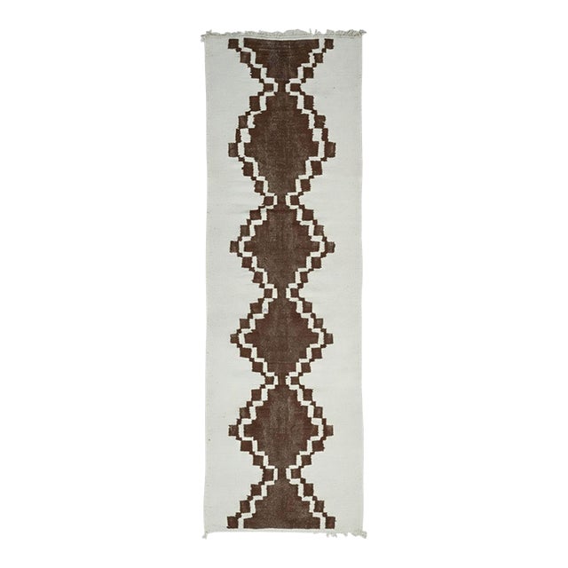 Handwoven Berber Flatwoven Runner Rug - 9.4 X 3 Ft For Sale