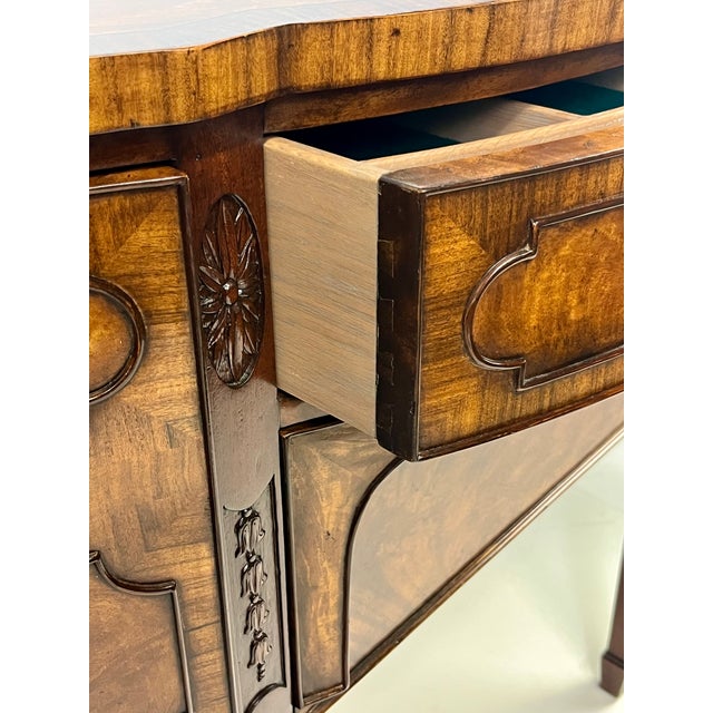 Brown Early 20th Century Theodore Alexander "Althorp Living History" Sheraton Style Serpentine Sideboard For Sale - Image 8 of 18