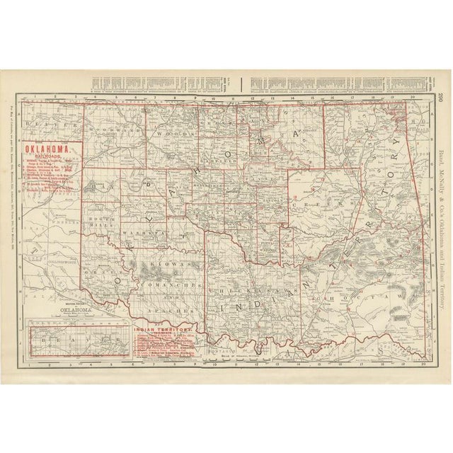 Antique Map of Oklahoma and Indian Territory before Statehood, 1899 For Sale - Image 12 of 12