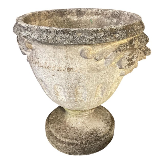 Enhance your estate garden, terrace, or loggia with this striking vintage Neoclassical-style cast stone garden urn...
