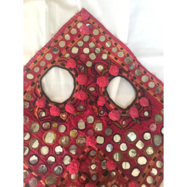 Indian Embroidered Mirrored Shell Tassel Camel Mask For Sale - Image 4 of 8