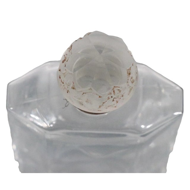 Voguish eight sided Art Deco Perfume, Toilet Water bottle marked France, in the style of Lalique. This chic bottle is in...