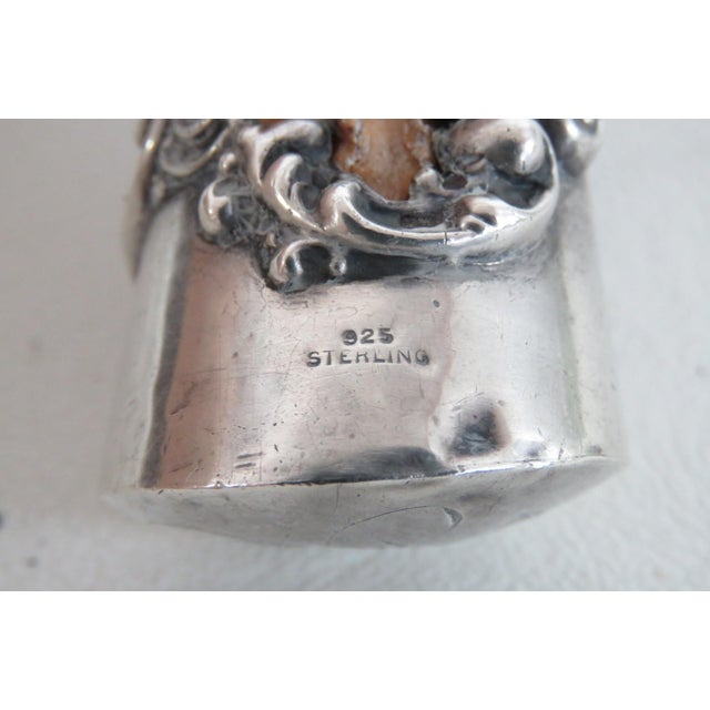 Metal Knife Sharpening Rod Honing Steel 925 Sterling Silver Ornate Antler Handle 5144b For Sale - Image 7 of 14