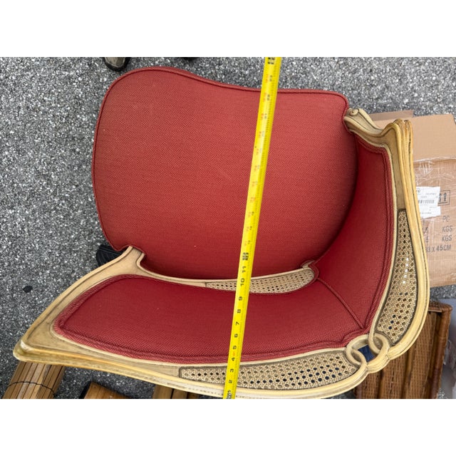 1940s French Provincial Fauteuil Carved Wood Upholstered Chairs For Sale - Image 15 of 17