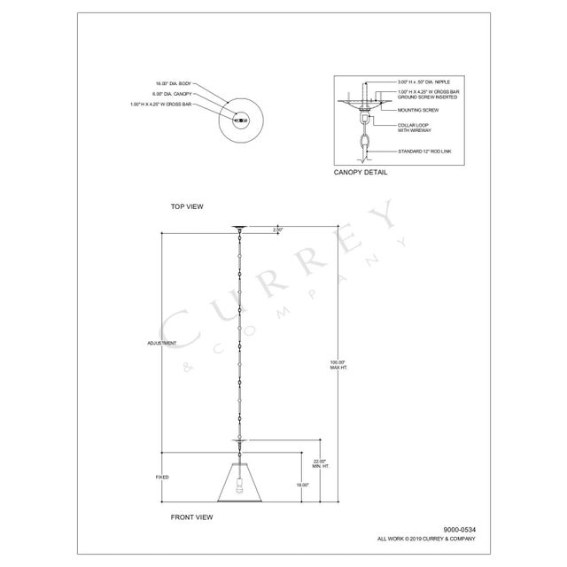 Farmhouse Currey & Company Pierrepont Black Small Pendant For Sale - Image 3 of 4