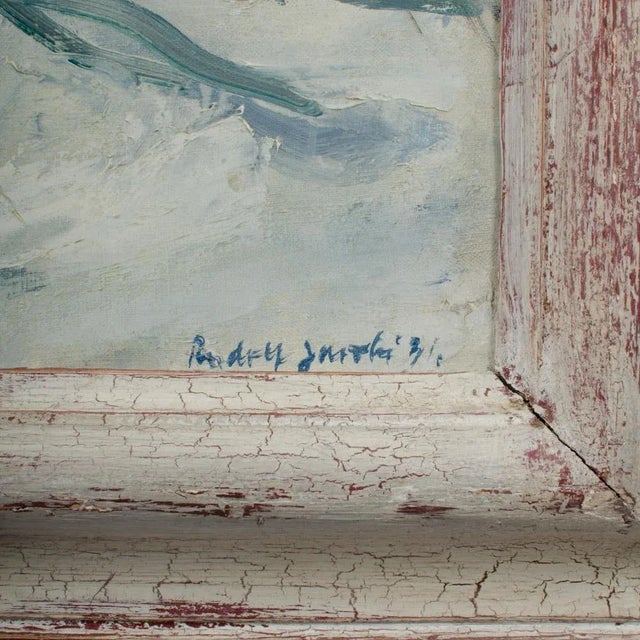 Rustic Rudolf Jacobi (German, 1889 - 1972) a Snow Covered Village, Oil on Canvas Painting. For Sale - Image 3 of 12