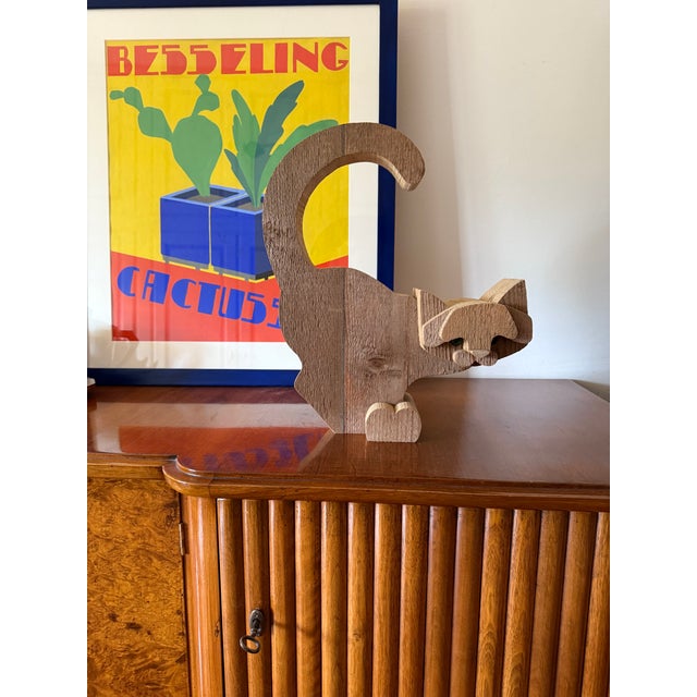 Bottega Michelangeli, Cat Wood Sculpture, Orvieto Italy 1970s For Sale - Image 10 of 11