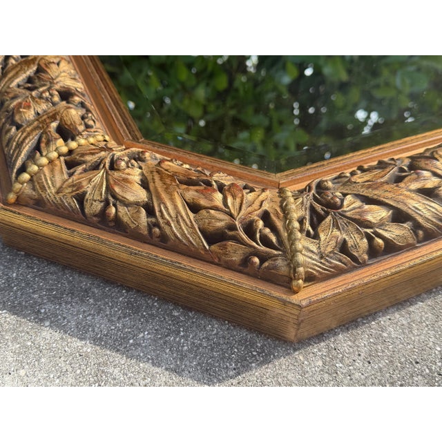 Vintage Italian Carved Fruit & Foliage Octagonal Mirror For Sale In Naples, FL - Image 6 of 12