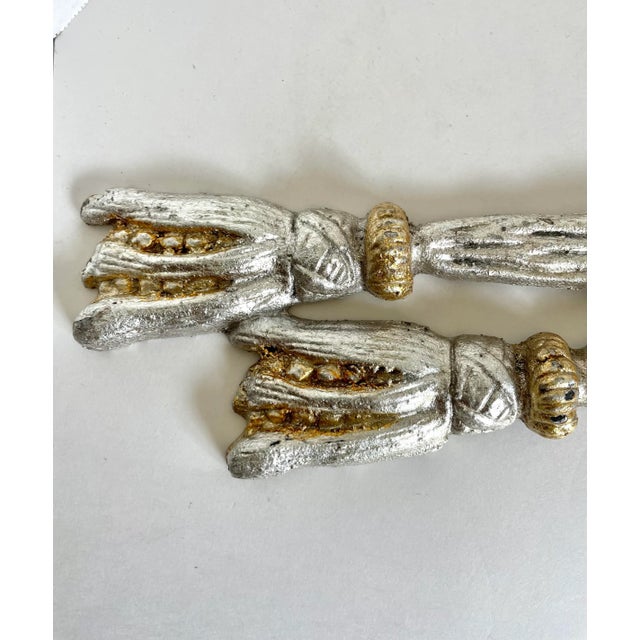 Vintage Originals 22 Silver and Gold Tassel Double Wall Sconce For Sale In Los Angeles - Image 6 of 13