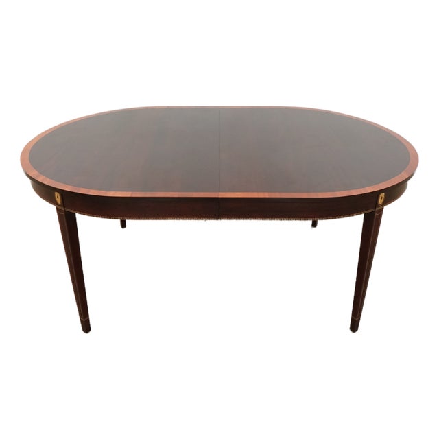 Vintage Stickley Federal Style Inlaid Mahogany Dining Room Table For Sale