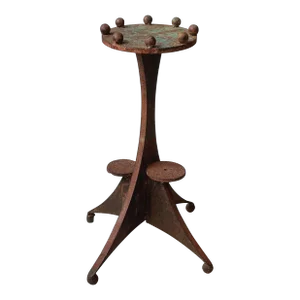 Vintage Folk Art Steel Side Table With Orb Details, Circa 1950s