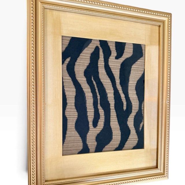 Contemporary Framed Schumacher Regine Stripe Velvet Textile Art For Sale - Image 4 of 4
