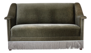 Vintage Danish Two-Seater Sofa in Green Furniture Velour and Beech Wood, 1970s