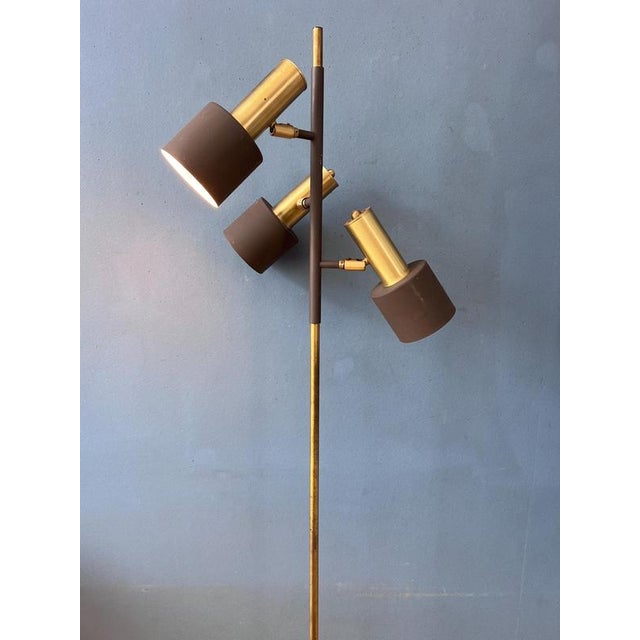 Vintage Space Age Floor Lamp in Brass and Metal from Dijkstra For Sale - Image 6 of 13