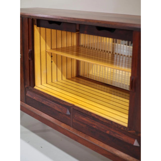 Danish Highboard with Bar and Tambour Doors in Kingwood, 1960s For Sale - Image 4 of 18