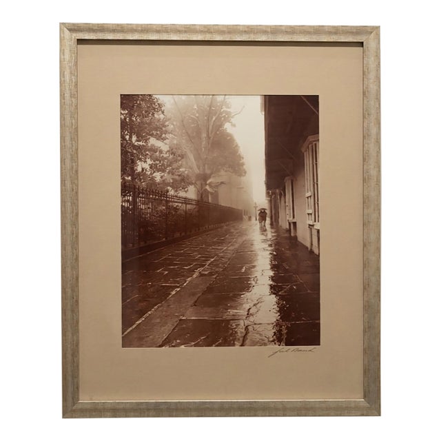 Jack Beech Signed Photograph - "Pirates Alley in the Rain" New Orleans French Quarter Vintage C. 1950 For Sale