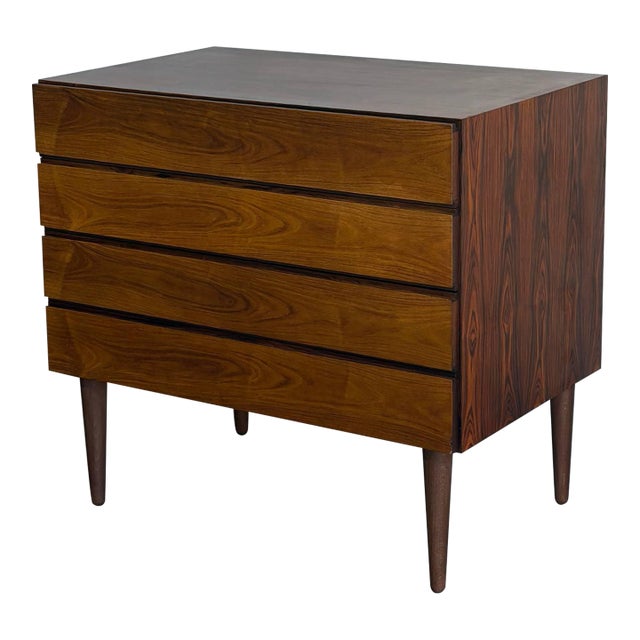 Vintage Danish Modern Rosewood Four Drawer Chest / Small Dresser 1960s For Sale