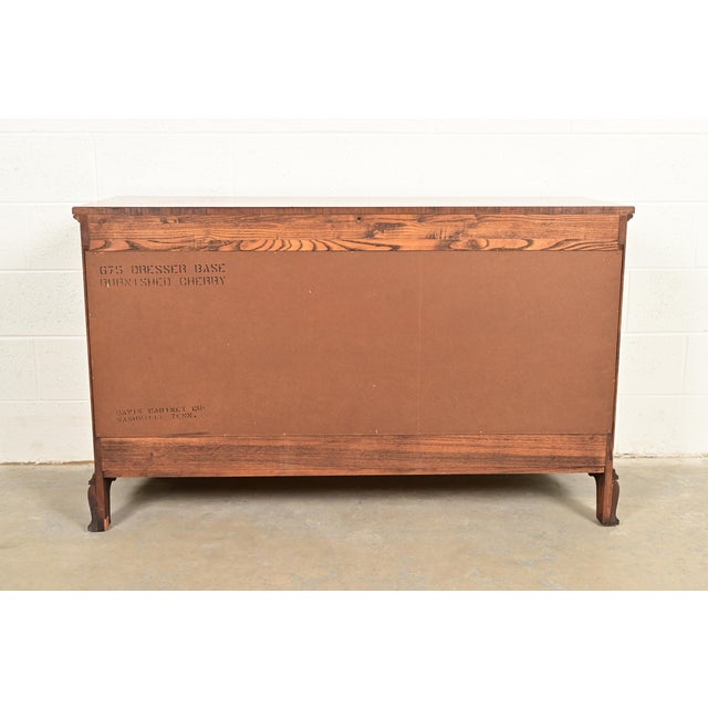 Davis Cabinet Co. Georgian Carved Solid Cherry Wood Chest of Drawers, Circa 1960s For Sale - Image 13 of 15