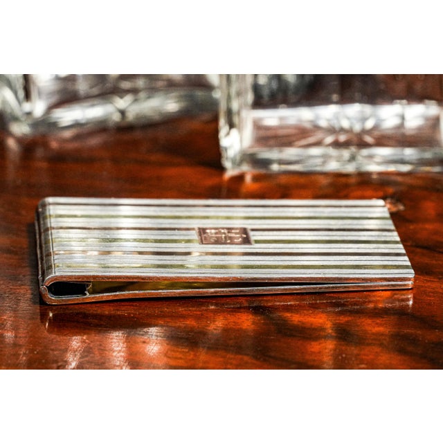 Metal Exceptional Rare Cartier 14k Gold Sterling Silver Art Deco Antique Money Document Checkbook Clip For Sale - Image 7 of 16