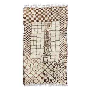 Large Vintage Moroccan Beni Ourain Rug in Browns, Mocha and Cream