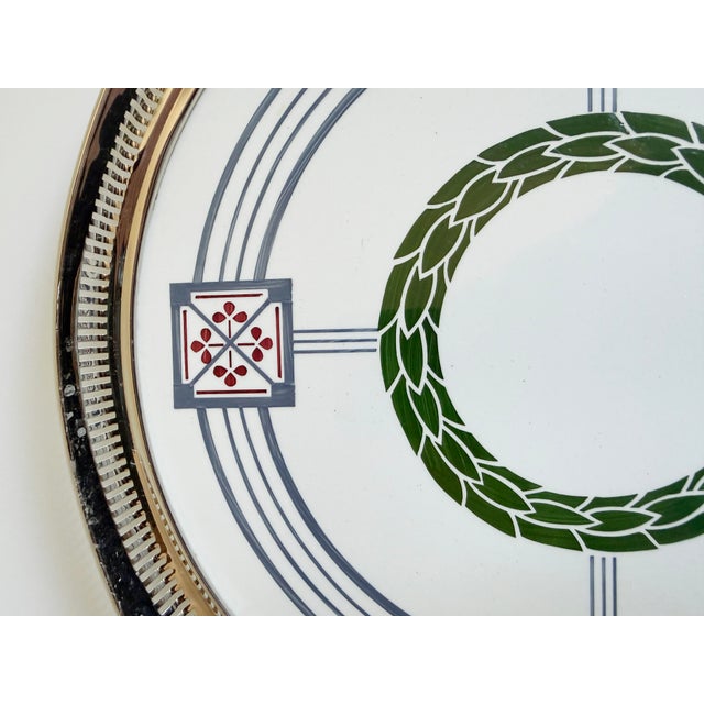 1900 - 1909 Secessionist Porcelain & Nickel Serving Tray, Early 1900s For Sale - Image 5 of 13