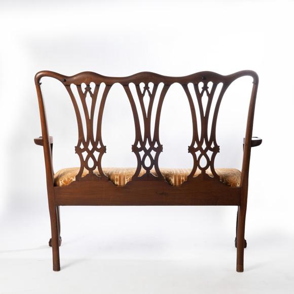 Wood Chippendale Style Mahogany Ball and Claw Foot Settee For Sale - Image 7 of 9