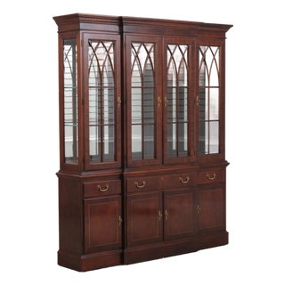 Ethan Allen Mahogany Breakfront China Cabinet For Sale