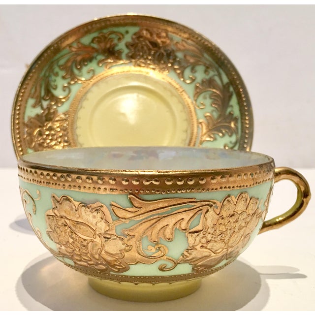 1920s Japanese Porcelain Lusterware 22Karat Gold Gilt Tea Set of 18