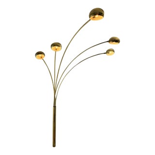 1980 Guzzini 5-Head Arc Floor Lamp With Marble Base For Sale