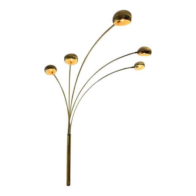 1980 Guzzini 5-Head Arc Floor Lamp With Marble Base For Sale