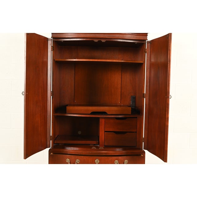 Baker Furniture Georgian Flame Mahogany Armoire Dresser or Media Cabinet For Sale In South Bend - Image 6 of 13