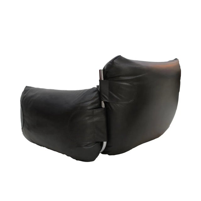 Metal Set of Black Armchairs by Giuseppe Munari for Poltrona Munari, 1970s For Sale - Image 7 of 10