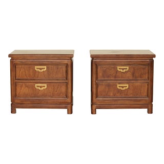 Pair of Campaign Style Nightstands For Sale