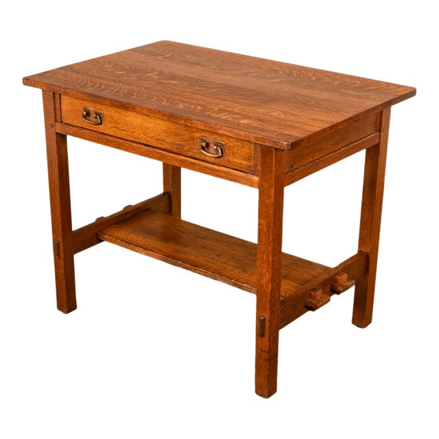 Antique L. & J. G. Stickley Mission Oak Library Writing Table Desk 1902 For Sale