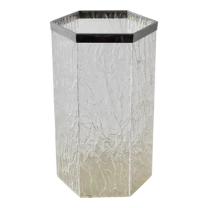 Willy Rizzo Italian Style Mid Century Hexagonal Ice Lucite Umbrella Stand