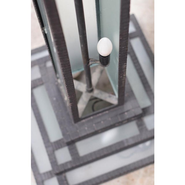 Large Art Deco Floor Lamps Hotel Hammered Iron and Glass, France, 1930s, Set of 2 For Sale - Image 13 of 18