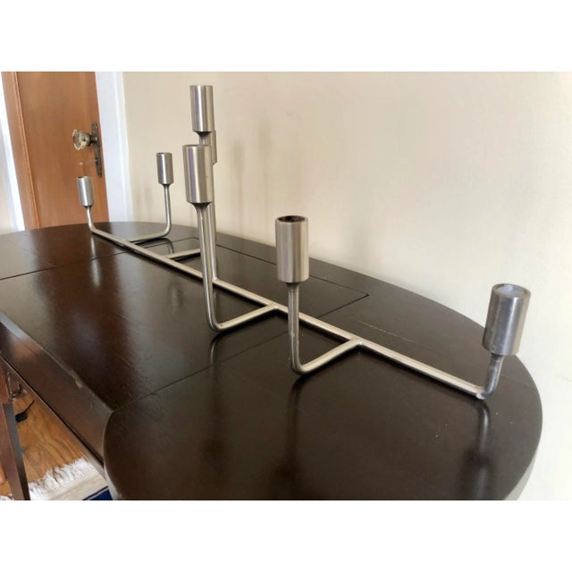 Contemporary Late 20th Century Modern Stainless Steel Candelabra For Sale - Image 3 of 6