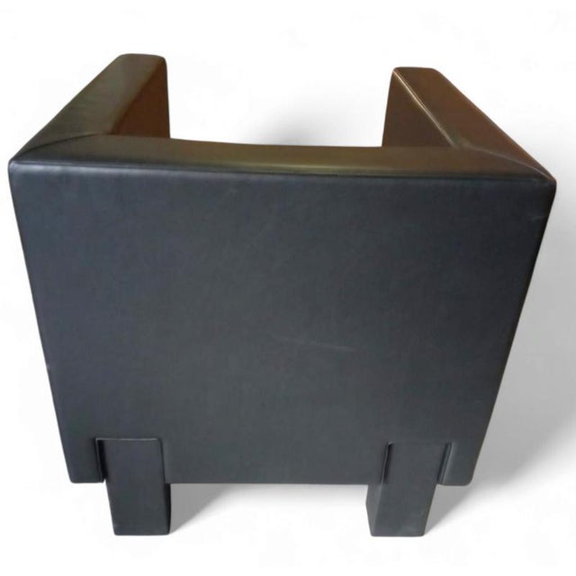 Wood Moji Armchairs and 2-Seater Sofa in Black Leather by Shigeru Uchida for Poltrona Frau, Set of 5 For Sale - Image 7 of 18