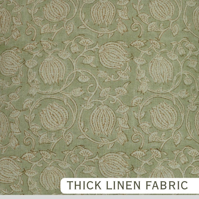 Fabdivine Elegant Handmade Linen Pillow Cover Floral Block Print Design- 14x36 Inch, 6Kamal For Sale - Image 6 of 6