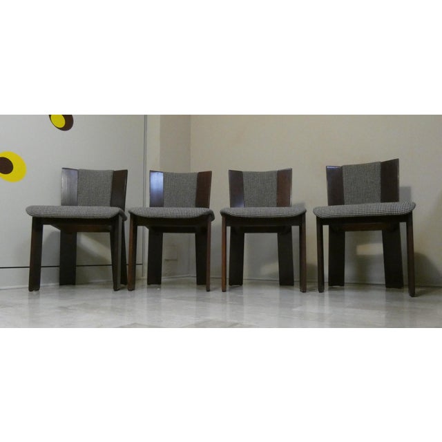 Chairs in Wood and Tweed by Acerbis International, Italy 1980s, Set of 4 For Sale - Image 4 of 18