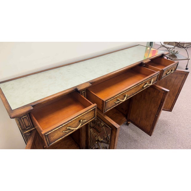 John Richard Eglomise Sideboard With Botanical Brass Overlay For Sale - Image 9 of 13