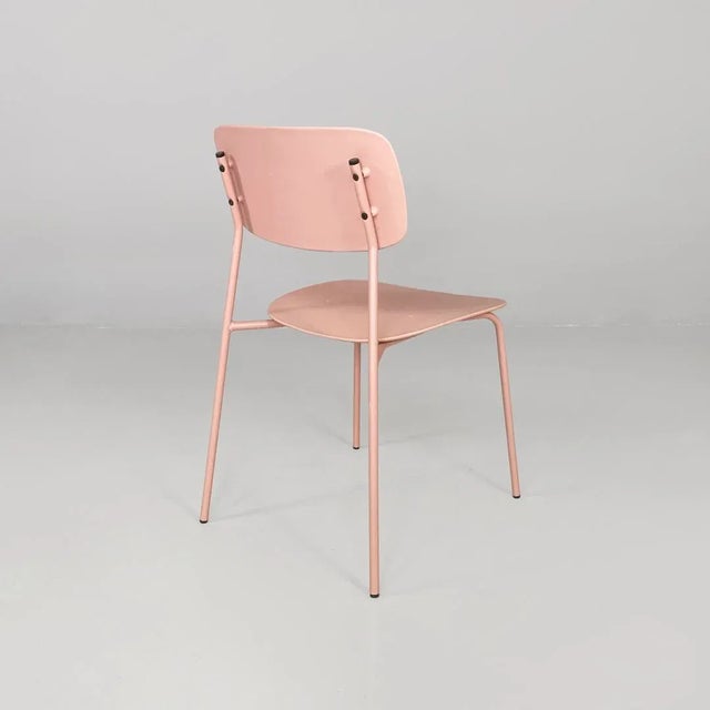 Pink Italian Modern Light Pink Metal and Plastic Chairs from Tomasucci, 2000s, Set of 4 For Sale - Image 8 of 18