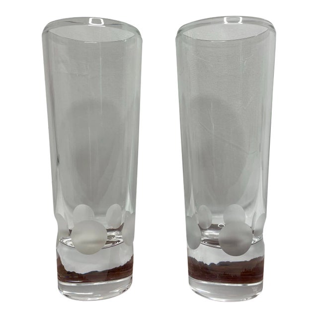Vera Wang Crystal Frosted Dot Vases for Wedgewood- a Pair For Sale