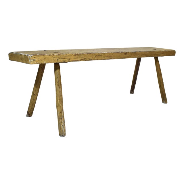 Rustic Splay Leg Primitive Mortis & Tenon Bench For Sale