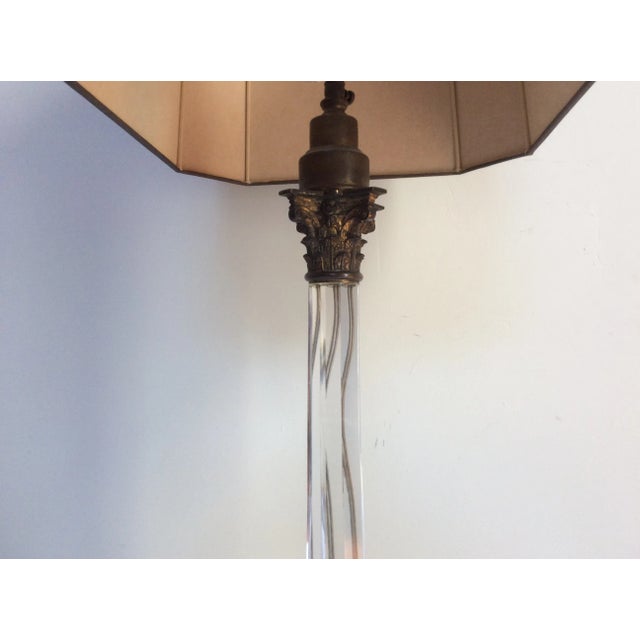Crystal & Gilt Bronze Corinthian Column Lamp For Sale - Image 5 of 9