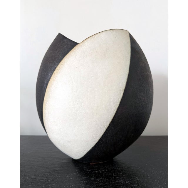 Late 20th Century Large Ceramic Vase with Black and White Glaze by John Ward For Sale - Image 5 of 14