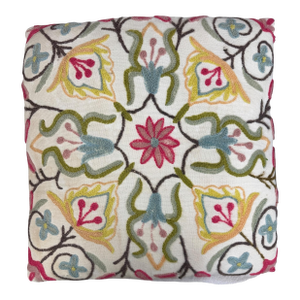 Vintage Crewel Embroidered Decorative Accent Pillow