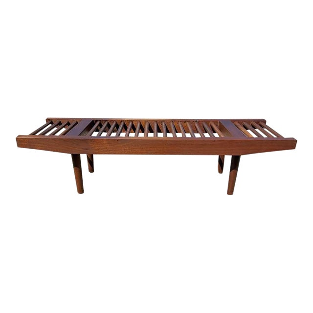 Walnut Bench in Manner of Milo Baughman for Glenn of California For Sale
