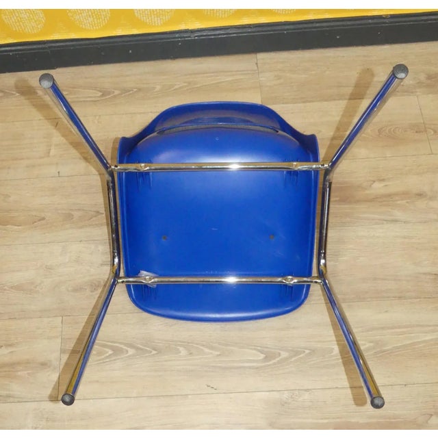 Plastic Stacking Chairs with Seat Cushion Bright Blue/Grey Dipiplast, 2010s, Set of 2 For Sale - Image 9 of 10