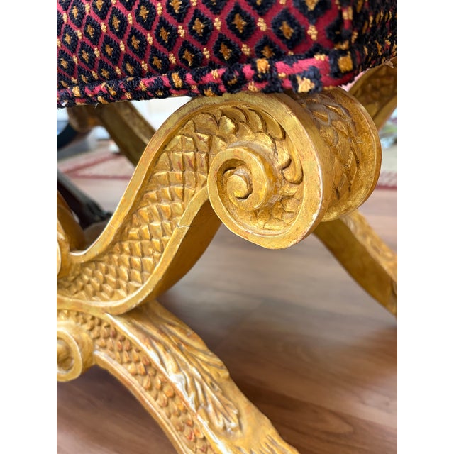Mid 20th Century Charles Pollock George II Giltwood X-Frame Stool For Sale - Image 17 of 18